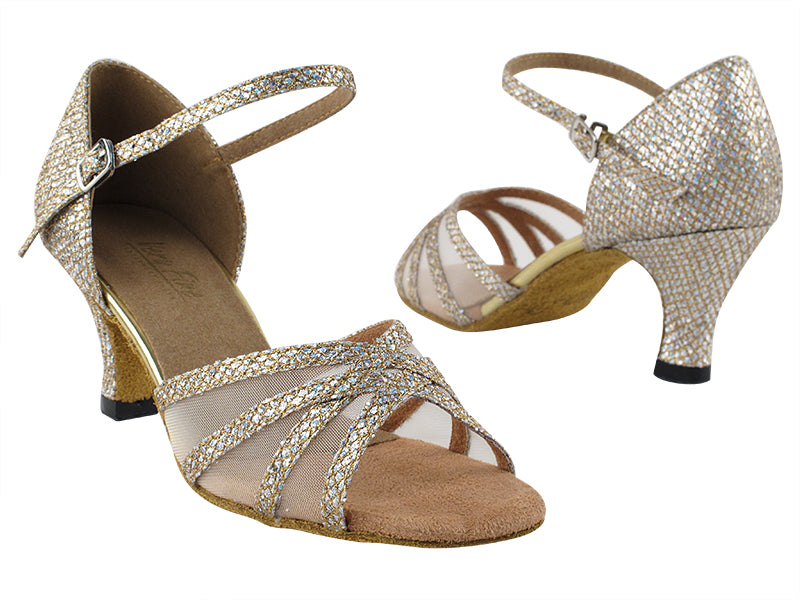 6027 74 Gold Sparklenet_Flesh Mesh with 2.5" Heel in th photo