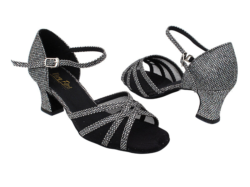 6027 Black Sparklenet with 2.2&quot; Thick Cuban Heel in the photo