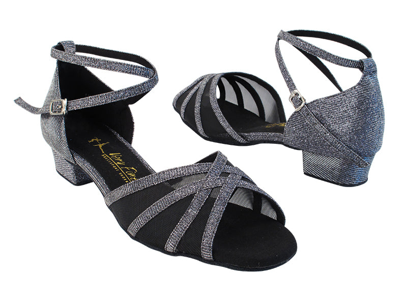 6027FT 285 Black Glitter Satin_Black Mesh_X-Stap Ankle