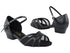 6027FT Black Leather_Black Mesh with 1" Flat Heel in the photo