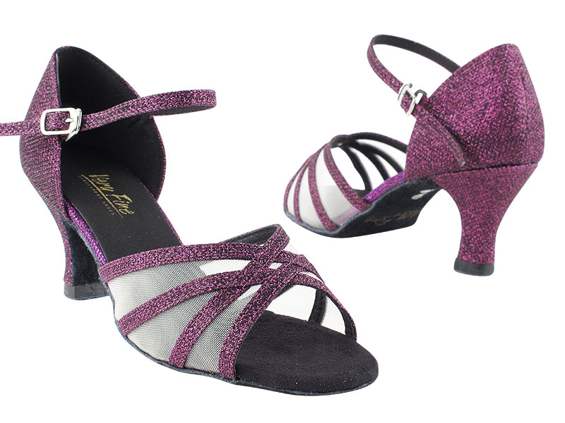6027 Purple Glitter_Flesh Mesh with 2.5" Heel in th photo