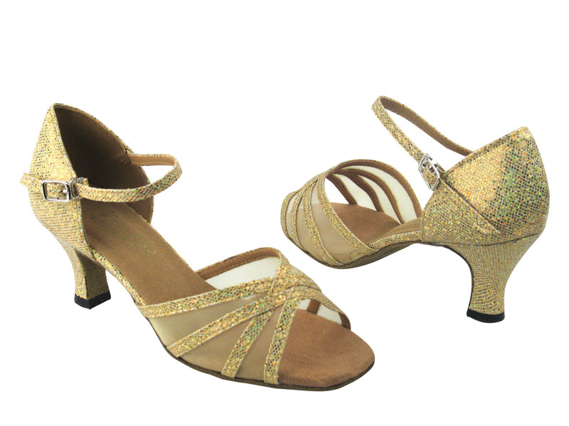 6027 173 Light Gold Scale &amp; Flesh Mesh with 2.5&quot; Low Heel in the photo