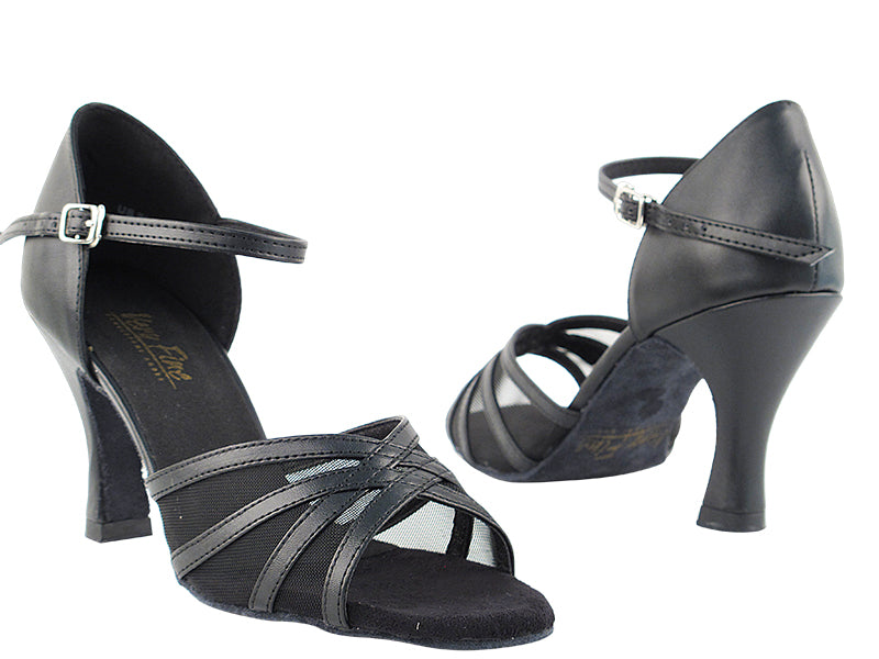 6027 Black Leather &amp; Black Mesh with 3" Heel in the photo