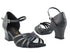 6027 Black Leather & Black Mesh with 2" Thick Cuban Heel in the photo