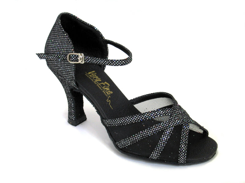 6027 Black Spaklenet &amp; Black Mesh with 3" Heel in the photo