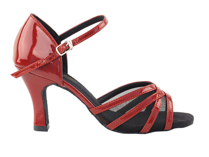 6027 Red Patent &amp; Black Mesh