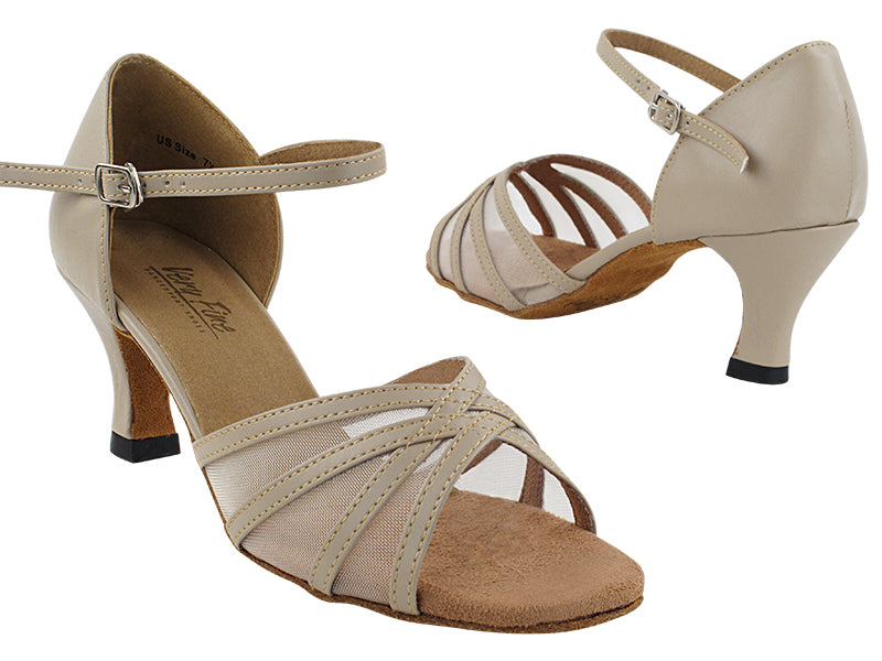 6027 Tan Leather &amp; Flesh Mesh with 2.5" Heel in the photo