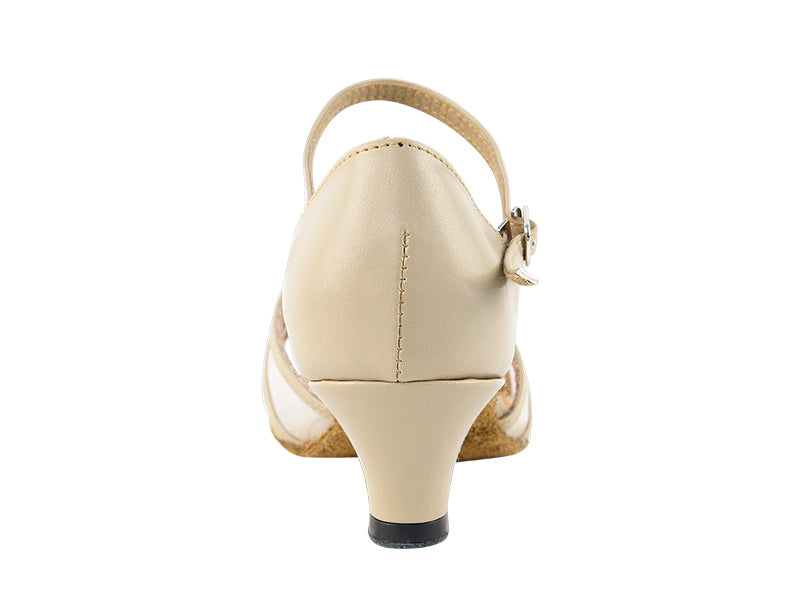 6027 Tan Leather &amp; Flesh Mesh