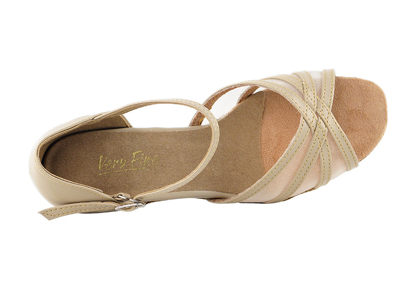 6027 Tan Leather &amp; Flesh Mesh
