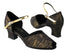 6028 124 Black_Gold Stripe_Gold Leather Strap with 2" Thick Cuban heel in the photo