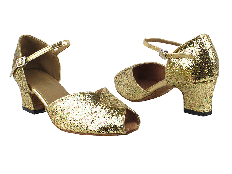 6028 184 Rainbow Sparkle_Gold PU Trim with 2&quot;TC Heel in photo