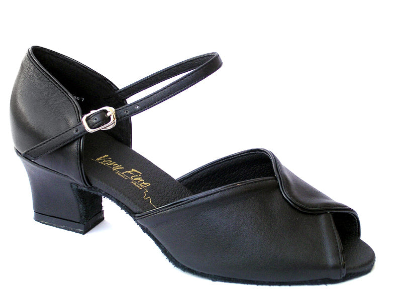 6028 Black Leather &amp; Black Trim with 2&quot; Thick Cuban Heel in the photo