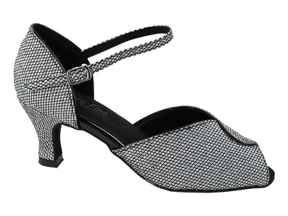 6028 Black Sparklenet &amp; Black Trim with 2.5&quot; Heel in the photo