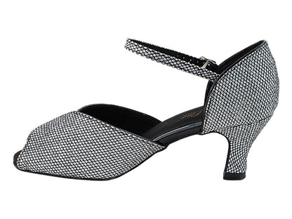 6028 Black Sparklenet &amp; Black Trim with 2.5&quot; Heel in the photo