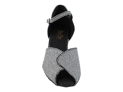 6028 Black Sparklenet &amp; Black Trim with 2&quot; Thick Cuban Heel in the photo
