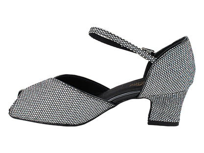 6028 Black Sparklenet &amp; Black Trim with 2&quot; Thick Cuban Heel in the photo