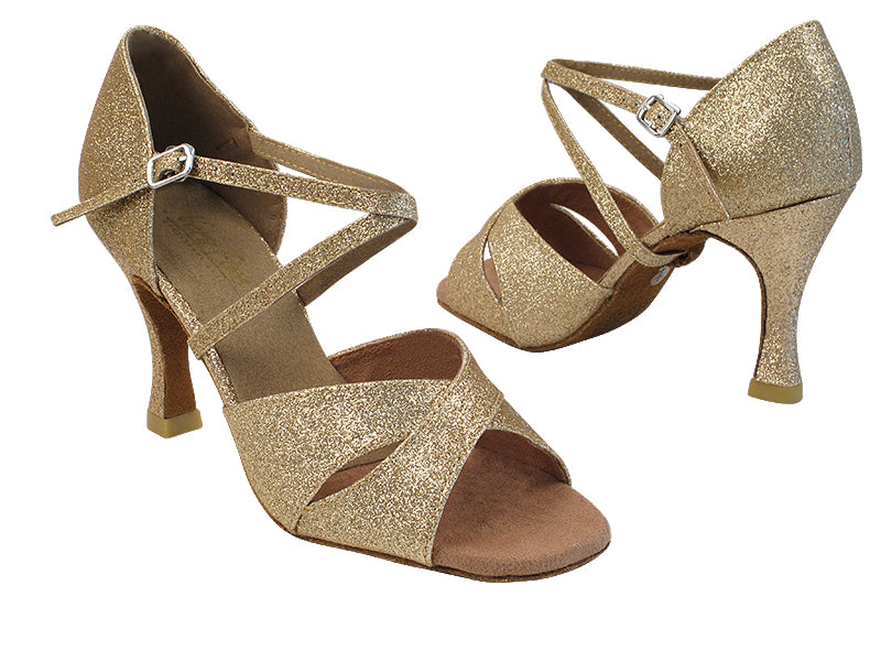 6029 125 Gold Stardust_X-Strap Arch with 3&quot; High Heel in the photo