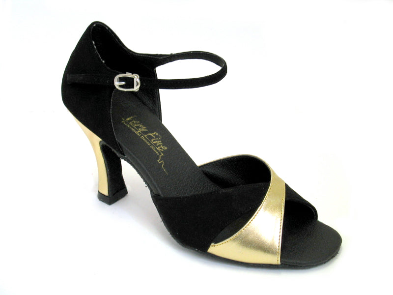 6029 Nubuck negro y cuero dorado