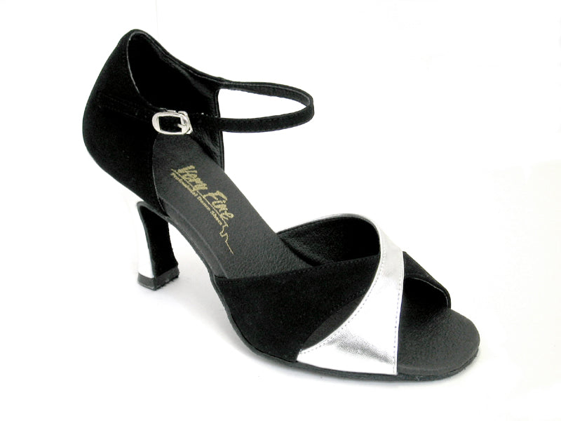 6029 Nubuck negro y cuero plateado