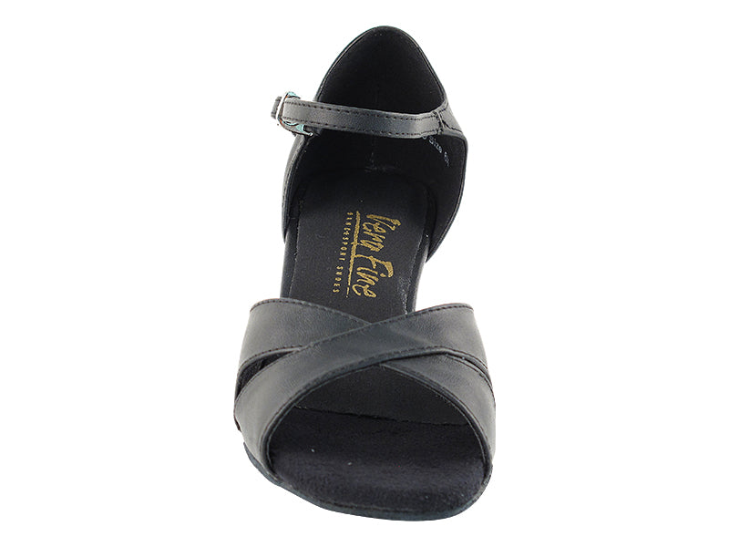 6029 Black Leather &amp; Thick Cuban Heel