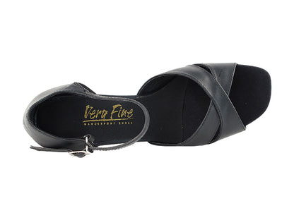 6029 Black Leather &amp; Thick Cuban Heel