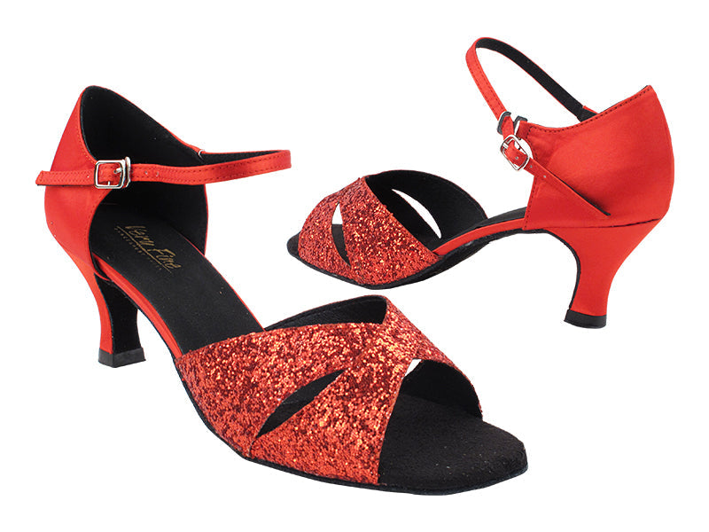 6029 Red Sparkle_Red Satin with 2.5&quot; Heel (2899) in the photo