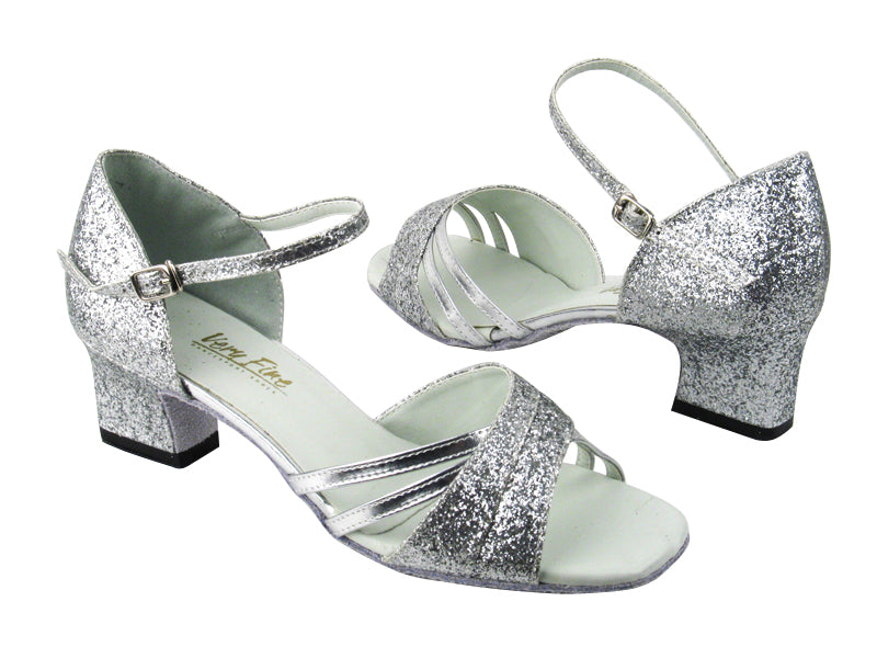 6030 126 Silver Stardust_B_Silver Leather with 2&quot; Thick Cuban heel in the photo