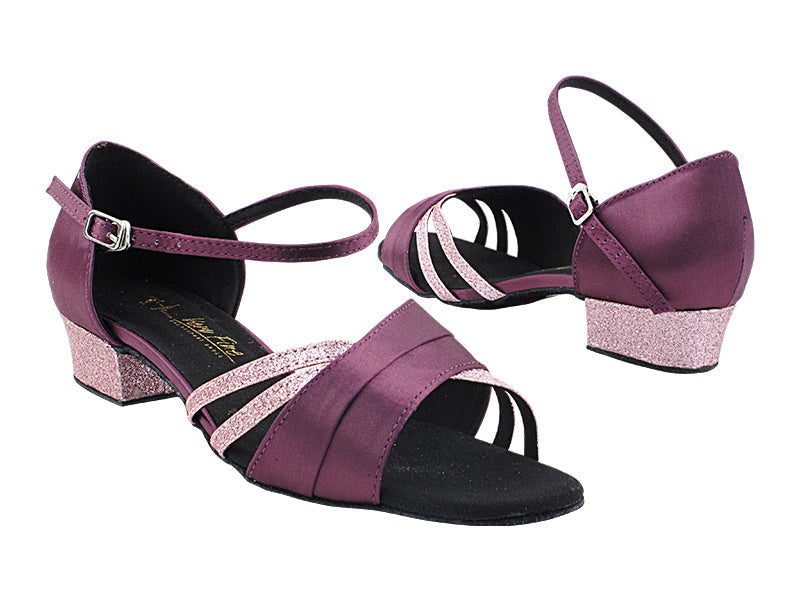 6030FTLEDSS 034 Purple Satin_019 Light Pink Stardust Trim_H with 1&quot; Heel (8881) in the photo