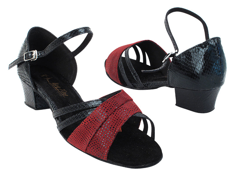 6030LEDSS 156 Burgundy Velvet_WB_110 Black_S_B_H with 2001_1.5&quot; Heel in the photo