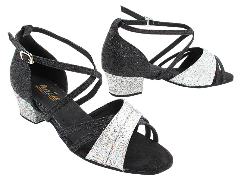 6030 126 Silver Stardust_127 Black Stardust_X-Strap Arch with loop with 1.5&quot; Heel (2001) in the photo