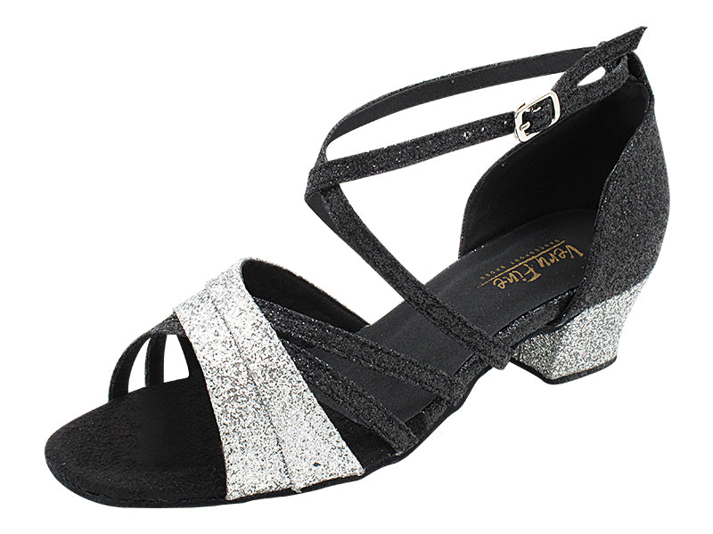 6030 126 Silver Stardust_127 Black Stardust_X-Strap Arch with loop with 1.5&quot; Heel (2001) in the photo