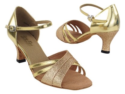 6030 Gold Stardust &amp; Gold Leather with 2.5&quot; Heel in the photo