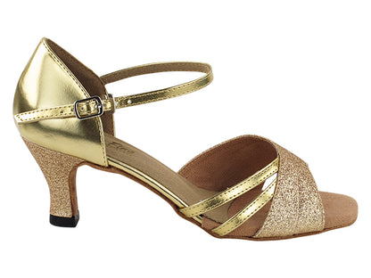 6030 Gold Stardust &amp; Gold Leather with 2.5&quot; Heel in the photo