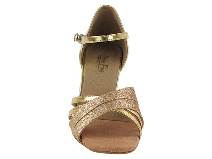 6030 Gold Stardust &amp; Gold Leather with 2.5&quot; Heel in the photo