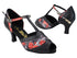 6034 216 Black Leather_286 Black Flower Satin with 2.5" Low Heel (2899) in the photo