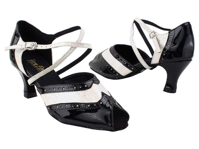 6035 Black Patent_278 White Scale Trim with 2.5&quot; Low Heel (2899) in the photo