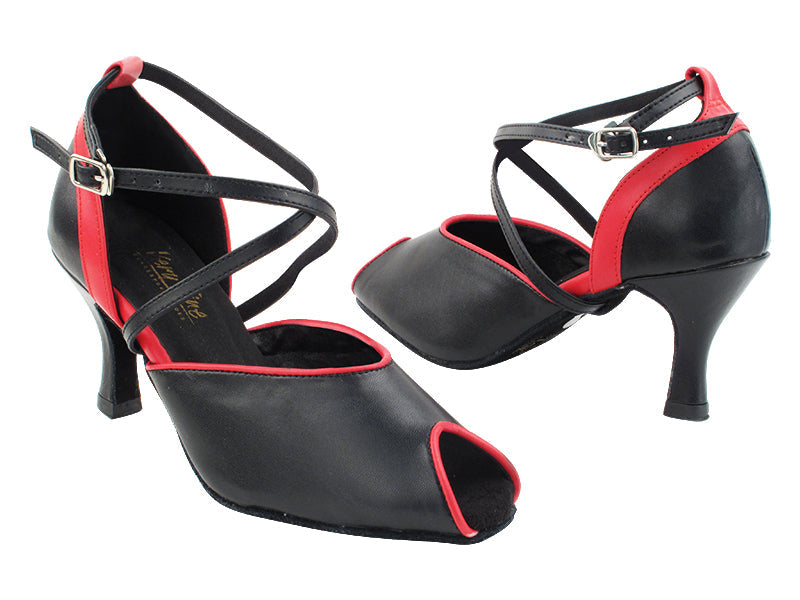 6036 Black Leather_266 Red Leather Trim with 3&quot; Heel (6812) in the photo