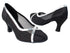 6815 38 Black Satin_109 Mesh_55 Silver Trim with 2.5" Low Heel in the photo