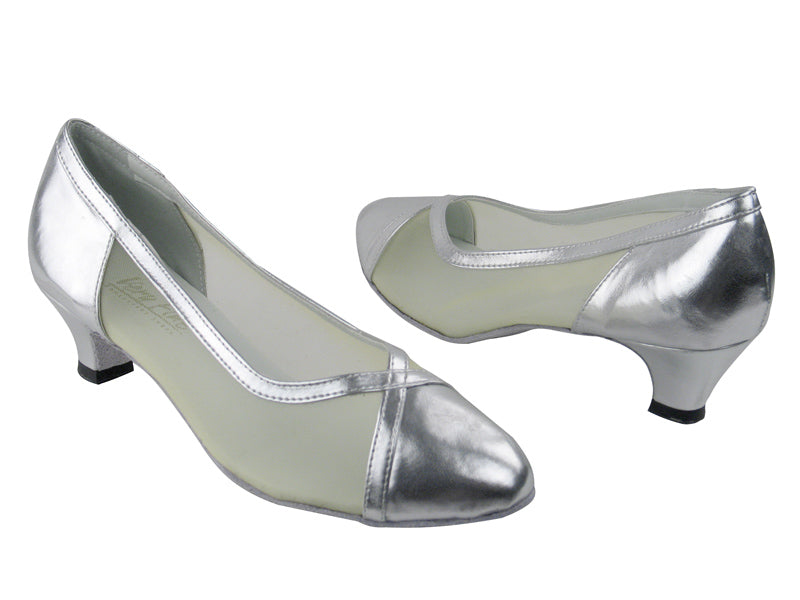 6815 Silver Leather &amp; Flesh Mesh with 1.3&quot; Heel in the photo