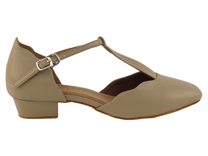 6819FT Tan Leather  with 1" Flat Heel in the photo