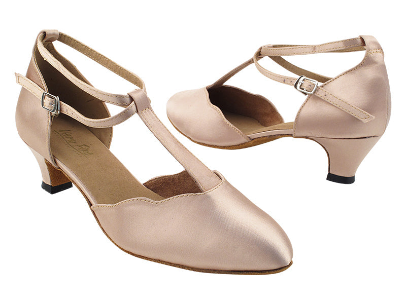 6819 135 Flesh Satin_X-Strap Ankle with Loop with 1.3&quot; Cuban Heel (387) in the photo