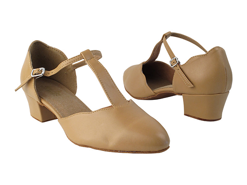 6819 157 Beige Brown PU with 1.5&quot; Medium Heel in the photo