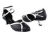 6822 Black Leather)Silver PU Trim_2701 BackStrap with 1.3" Cuban Heel in the photo