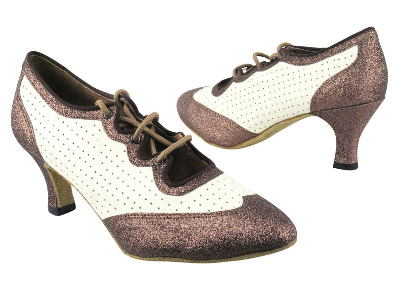 6823 212 Copper Stardust_Creamy White Leather with 2.5&quot; low heel in the photo