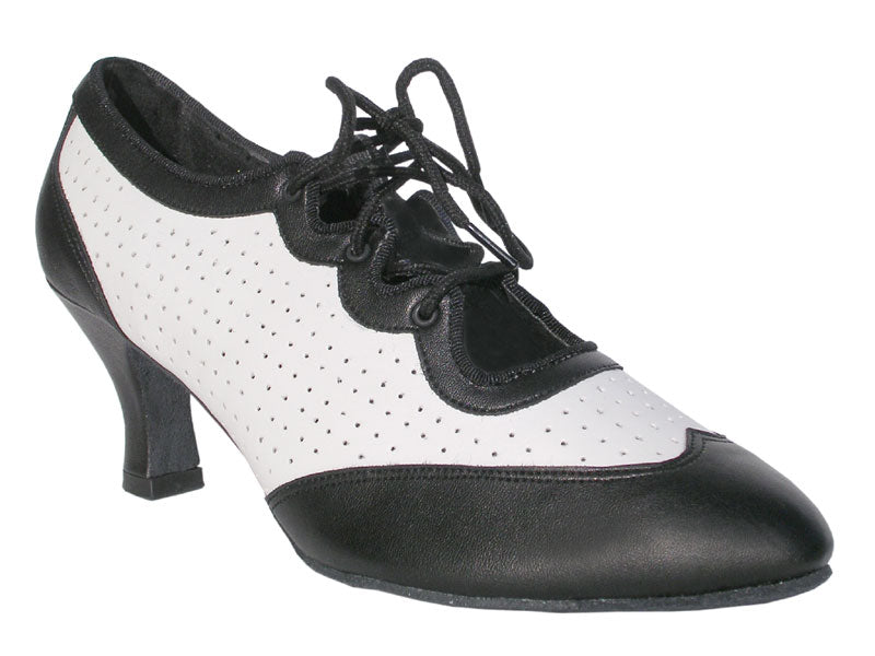 6823 Black Leather &amp; White Leather with 2.5&quot; low heel in the photo