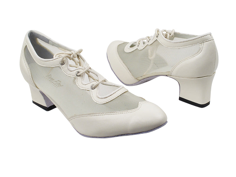 6823 15 Creamy White PU_54 Flesh Mesh with 2&quot; Thick Cuban  Heel in the photo