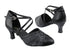 6825B 105 Black Glitter Satin_Black Leather with 2.5" low heel in the photo