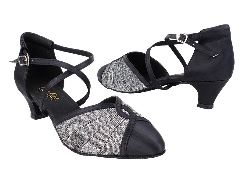 6825B 105 Glitter Black Satin_Black Satin_H with 1.3&quot; Cuban Heel (387) in the photo