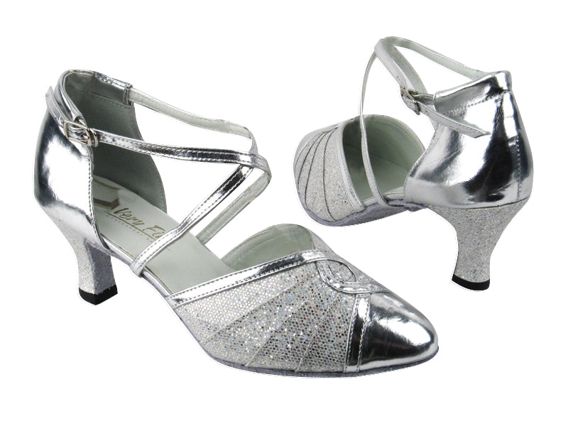 6825B 107 Silver Scale_H_Silver Leather with 2.5&quot; low heel in the photo