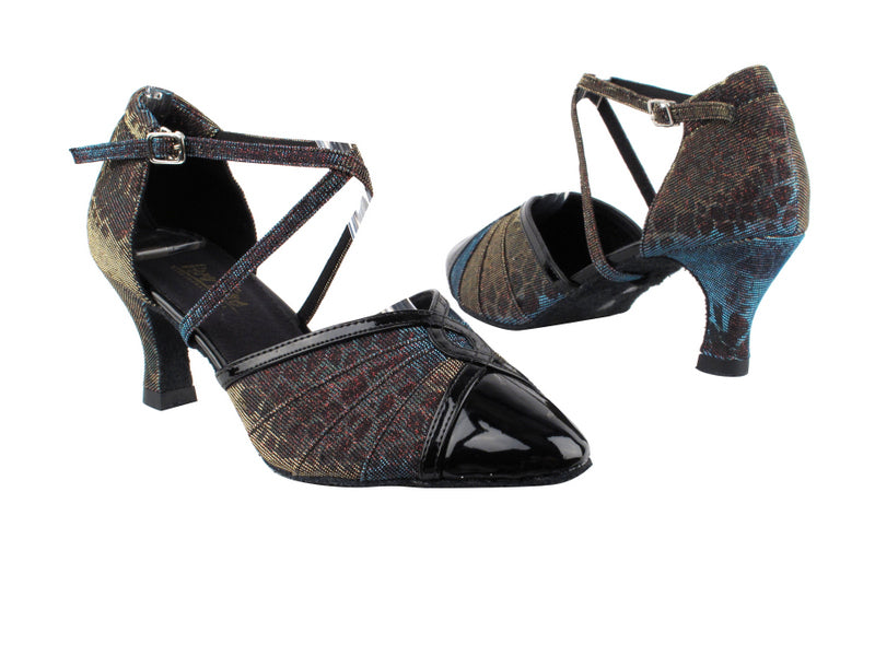 6825B 58 Black Patent_T_95 Blue Illusion_B_S with 2.5&quot; Heel in the photo